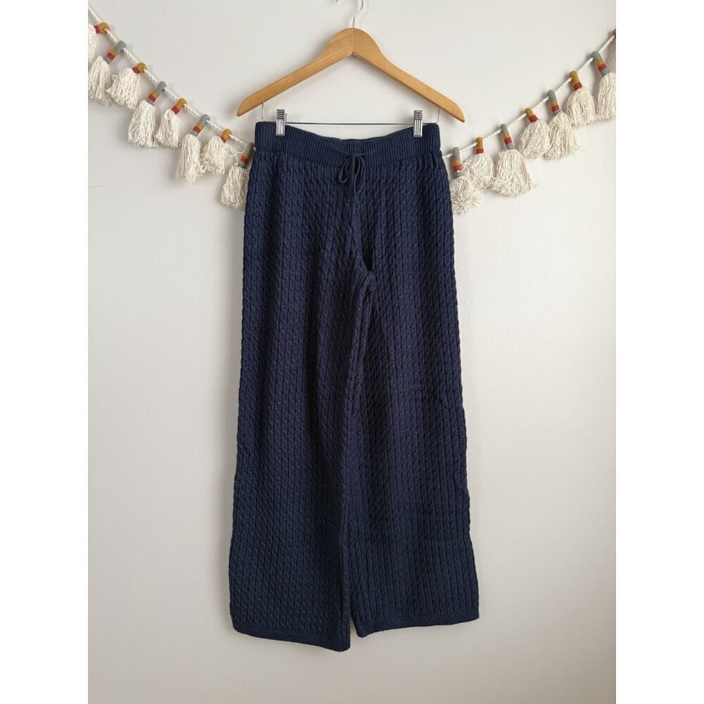 Edikted Portia Relaxed Fit Wide Leg Pants Navy Loungewear Cozy Coquette Baggy M